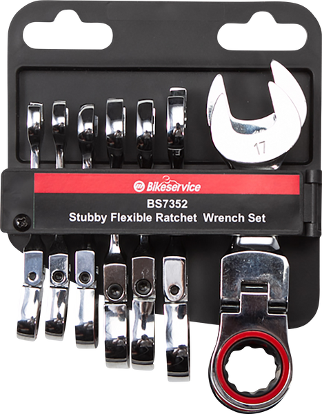 BIKESERVICE Flex-Head Wrench Set - 8-Piece BS7352 for Tight Spaces