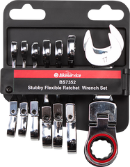 BIKESERVICE Flex-Head Wrench Set - 8-Piece BS7352 for Tight Spaces