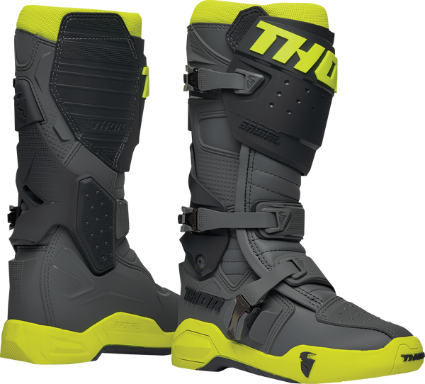 THOR Radial Boots - Gray/Fluorescent Yellow - Size 8 (Part Number: 3410-2746)