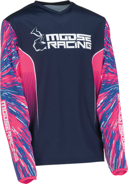 MOOSE RACING Youth Agroid Jersey - Pink/Blue - XL - Part No. 2912-2260