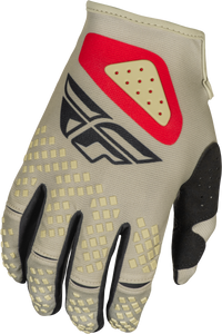 FLY RACING Kinetic Sym Gloves Light Grey/Red/Black XL - Performance Race Gear