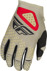 FLY RACING Kinetic Sym Gloves Light Grey/Red/Black XL - Performance Race Gear