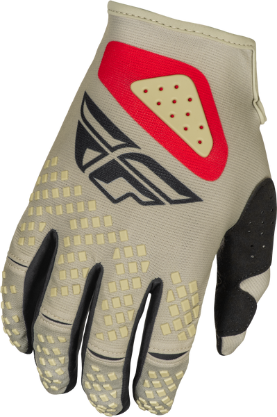 FLY RACING Youth Kinetic Sym Gloves - Light Grey/Red/Black (Part #378-410YS)