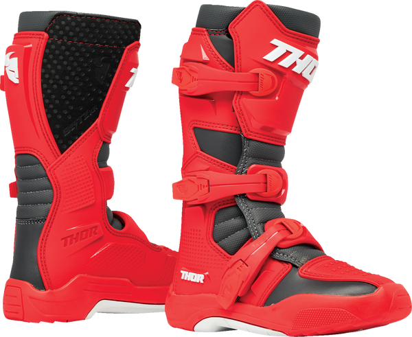 THOR Youth Blitz XR Boots - Red/Charcoal - Size 5 (Part Number: 3411-0756)