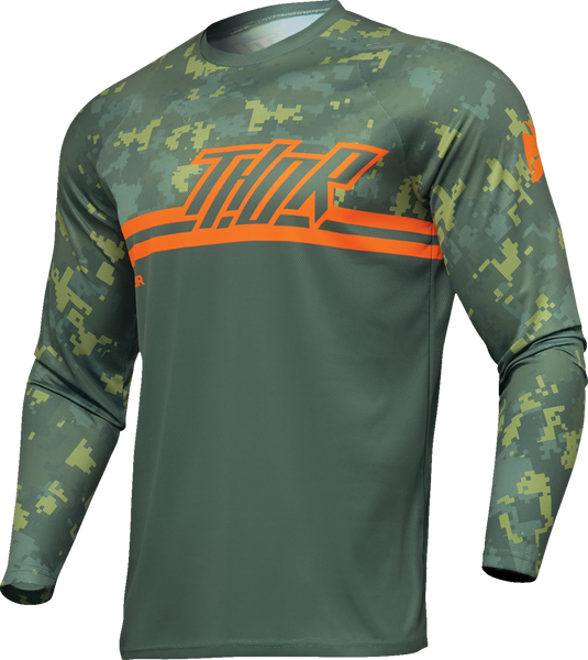 THOR Youth Sector DIGI Camo Jersey - Forest Green/Camo - Small 2912-2402