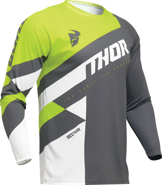 THOR Youth Sector Checker Jersey - Gray/Green - XS - Part Number 2912-2419