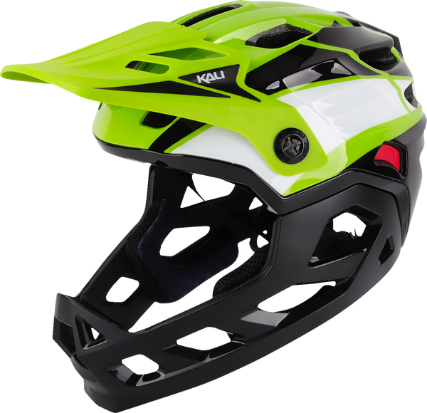 KALI Child Maya Full Face Helmet - Race - Gloss Lime/White/Black - Part No. 0221923322