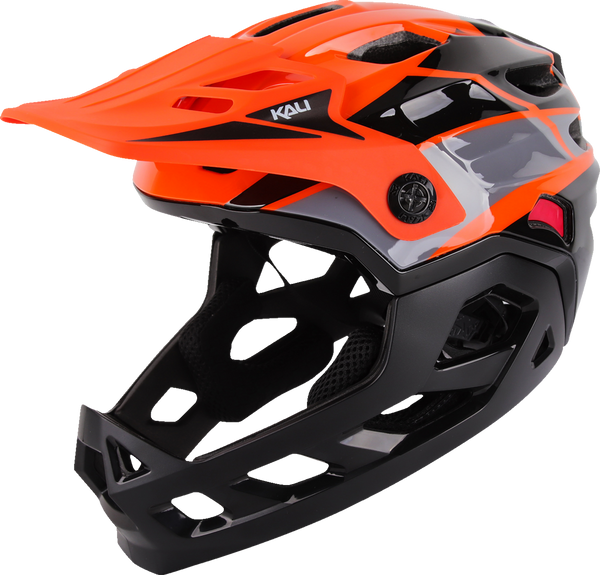 KALI Child Maya Full Face Helmet - Race - Gloss Orange/Gray/Black - Part No. 0221923312