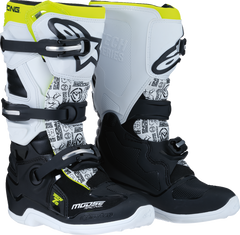 MOOSE RACING Youth Tech 7S Boots - Black/White/Yellow - US 6 (Part Number: 0215024-125-6)