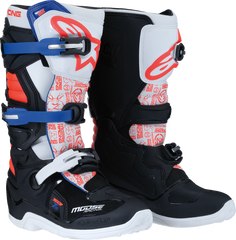 MOOSE RACING Youth Tech 7S Boots - Black/White/Red/Blue - US 4 (Part Number: 0215024-1297-4)