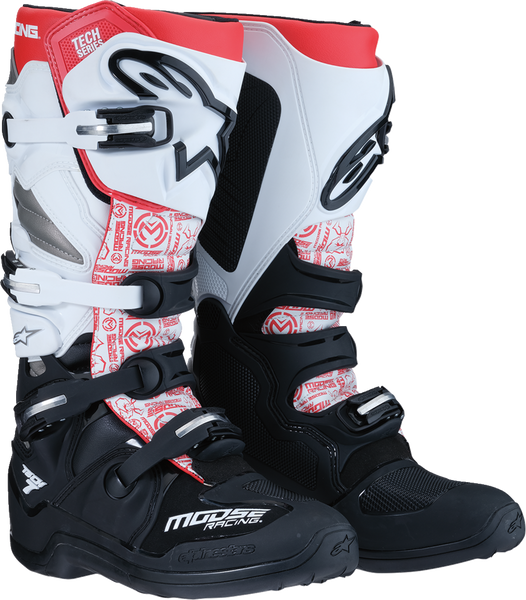 MOOSE RACING Tech 7 Boots - Black/White/Red - US Size 13 - 0212024-1225-13