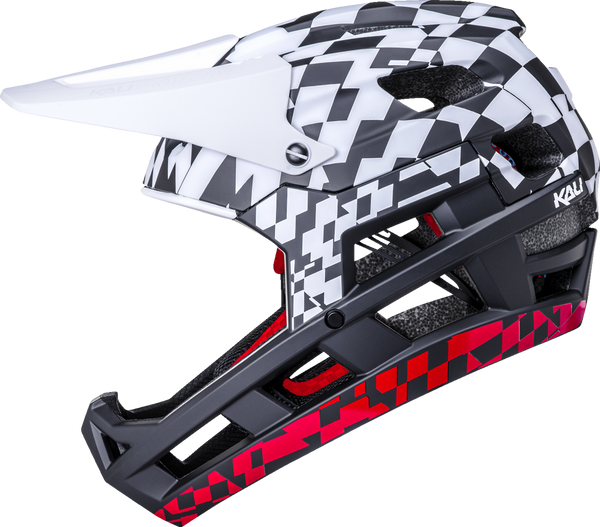 KALI DH Invader Helmet - LTD Glitch - Matte Black/White/Red - Part Number 0211323216