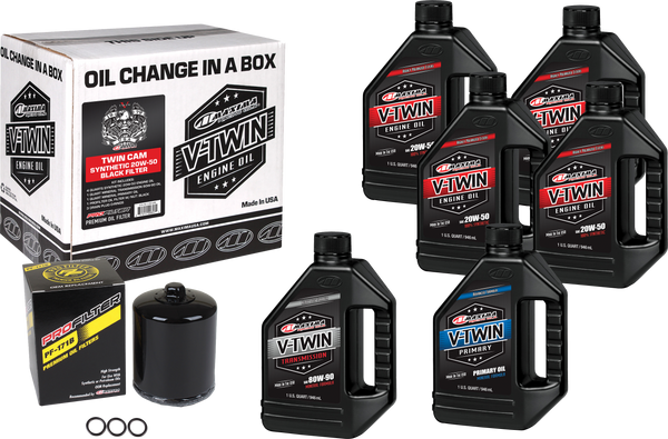 MAXIMA V Twin Oil Change Kit - Synthetic TC Black Filter (Part 90-119016PB)