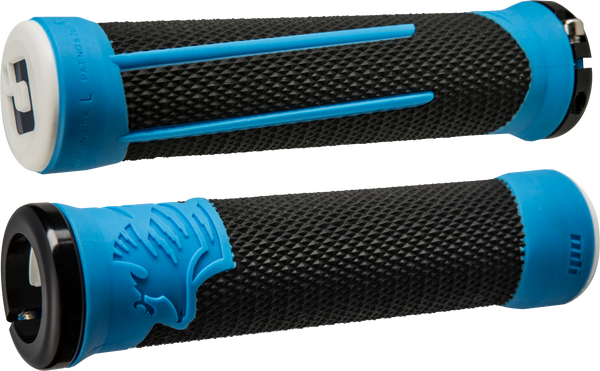 ODI D35A2BU-B MTB/BMX Grips in Black/Blue with Blue Accents