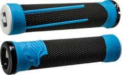 ODI D35A2BU-B MTB/BMX Grips in Black/Blue with Blue Accents