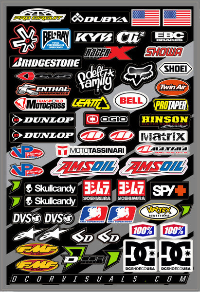 D-COR Misc Logos Decal Sheet 40-90-105 - 12" x 18"