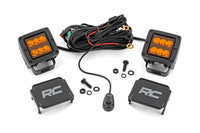 Rough Country | 2 Inch LED Light Pods | Spot Beam | Amber Lens | Square | 70903A