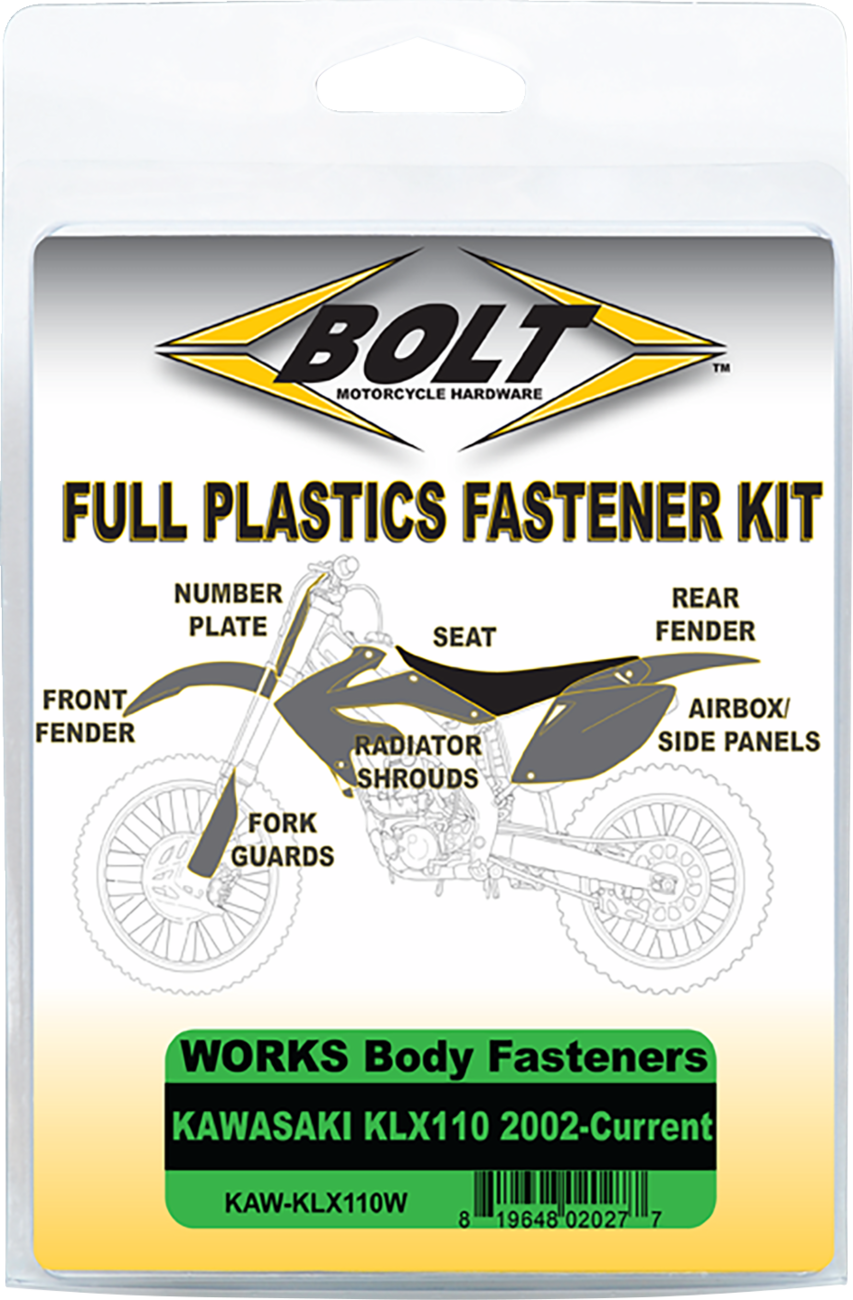 BOLT Body Work Fastener Kit - '02-'25 Kawasaki KLX110 KAW-KLX110W