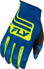 FLY RACING Lite Lancer Gloves Navy/Hi Vis XS - Lightweight Race Gloves