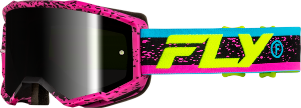 FLY RACING Zone Goggle 37-51528 - Pink/Black/Hi Vis with Black Mirror/Smoke Lens