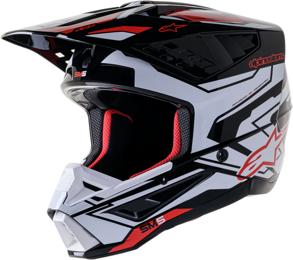 Alpinestars SM5 Action 2 Helmet - Black/White/Bright Red Glossy - Part #8306123-1304-XXL