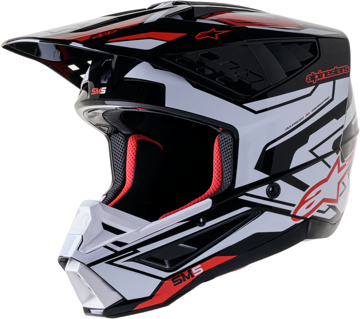 S M5 Action 2 Helmet Blk/Wht/Brt Rd Glossy Sm
