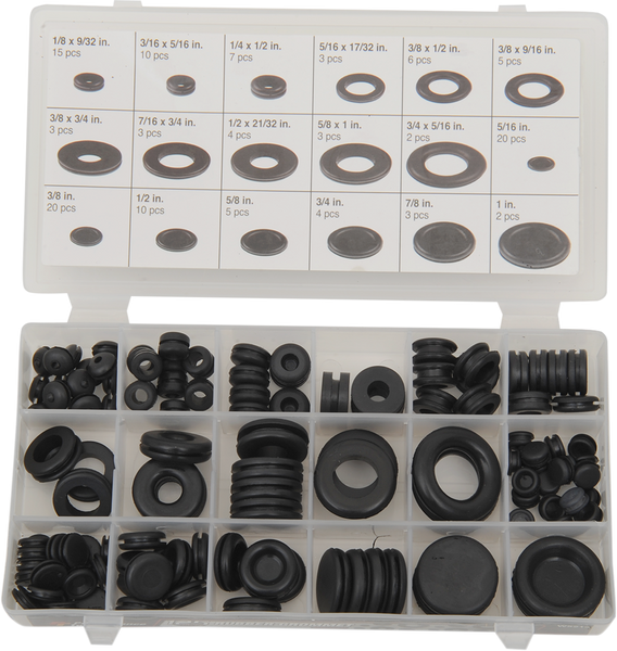 Performance Tool W5214 Grommet Assortment - 125 Piece Rubber Grommet Kit