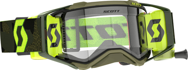 SCOTT Prospect Super WFS Goggle - Kaki Green/Neon Yellow with Clear Lens - Part #278595-7701113