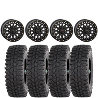System 3 SB6 Beadlock Wheels Matte Black on Frontline BDC Tires – UTV Wheel & Tire Kit