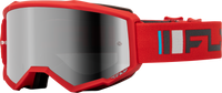 FLY RACING Youth Zone Goggle Red/Charcoal with Silver Mirror/Smoke Lens - Part 37-51522Y