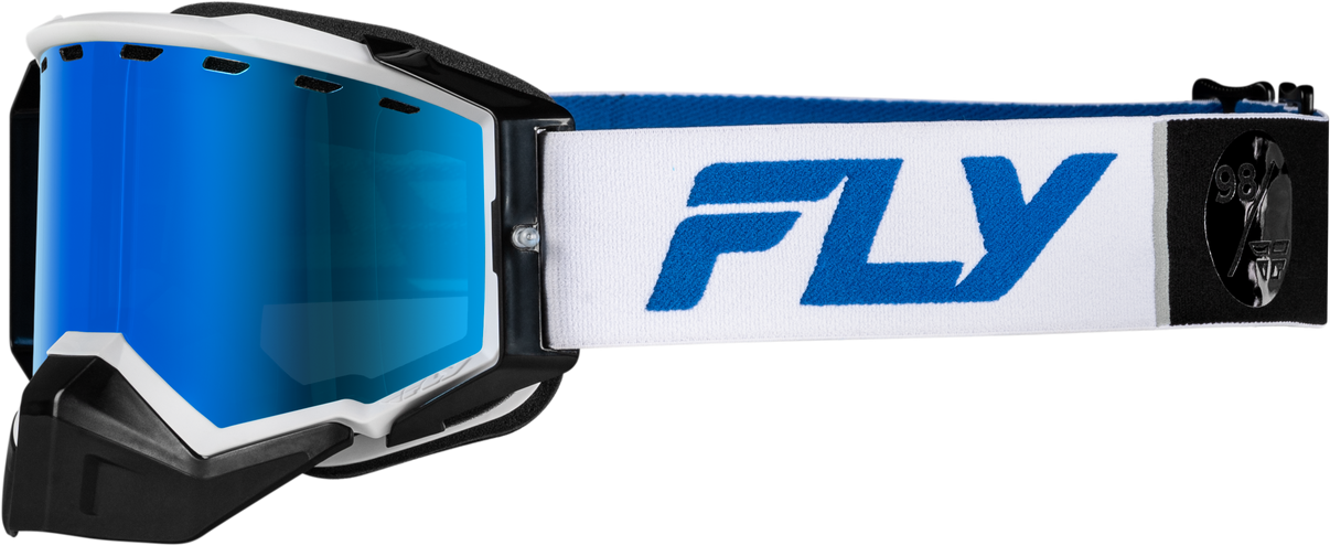 Zone Elite Snw Goggle Wht/Blue W/Drk Blu Mir/Plrzd Smoke Lens
