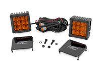 Rough Country | 4 Inch LED Amber Light Pods | Square | Amber DRL | Pair | 70905ADRL