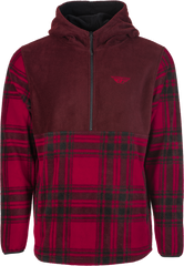 FLY RACING 354-00222X Fly Half Zip Pullover Hoodie in Red Plaid - 2X