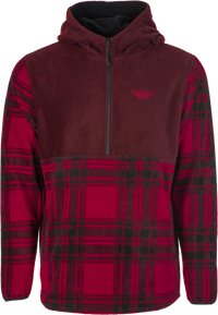 FLY RACING Half Zip Pullover Hoodie Red Plaid 354-0022M