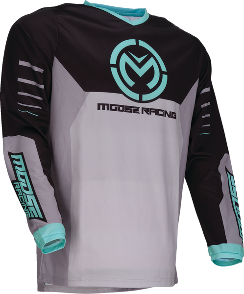 MOOSE RACING Qualifier Jersey - Gray/Teal - Small - Part No. 2910-8183