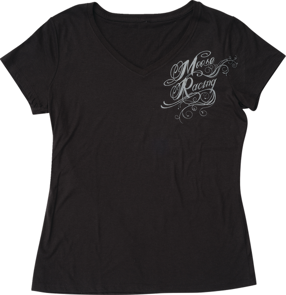 MOOSE RACING Women's Flourish Script T-Shirt - Black - Small 3031-4284