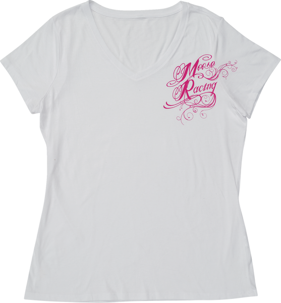 MOOSE RACING Women's Flourish Script T-Shirt - White - Small 3031-4288