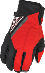 FLY RACING Youth Title Gloves Black/Red Sz 06 - Weatherproof Motocross Gear