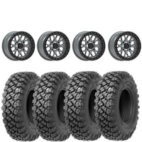 Valor Offroad V07 SATIN GRAPHITE beadlocks mounted on Valor Offroad Alpha tires
