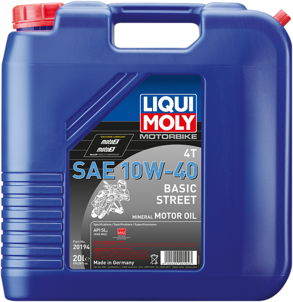 LIQUI MOLY Basic Street 4T Oil - 10W-40 - 20 Liters - Part No. 20194