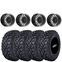 Valor Offroad V06 Gloss Black Beadlocks mounted on 32x10-15 Kenda Klever XT