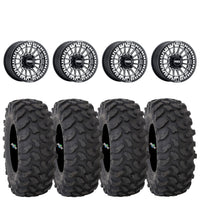 Metal FX Delta Beadlock Wheels (Black Contrast Cut) on System 3 XTR370 Tires – UTV Wheel & Tire Kit