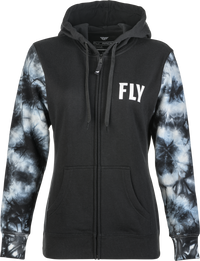 FLY RACING Women's Fly Tie Dye Zip Up Hoodie - Black/Grey, Part Number 358-0070M