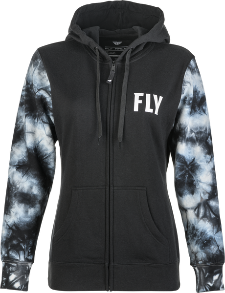 FLY RACING Women's Fly Tie Dye Zip Up Hoodie - Black/Grey, Part Number 358-0070M