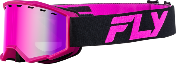 FLY RACING Yth Focus Snow Goggle Black/Pink with Pink Mirror/Rose Lens - FLB-24FY1