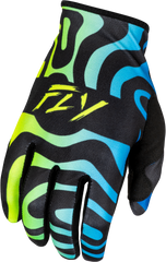 FLY RACING Lite Zen Gloves Black/Blue/Hi Vis XS - Ultra-Lightweight Comfort