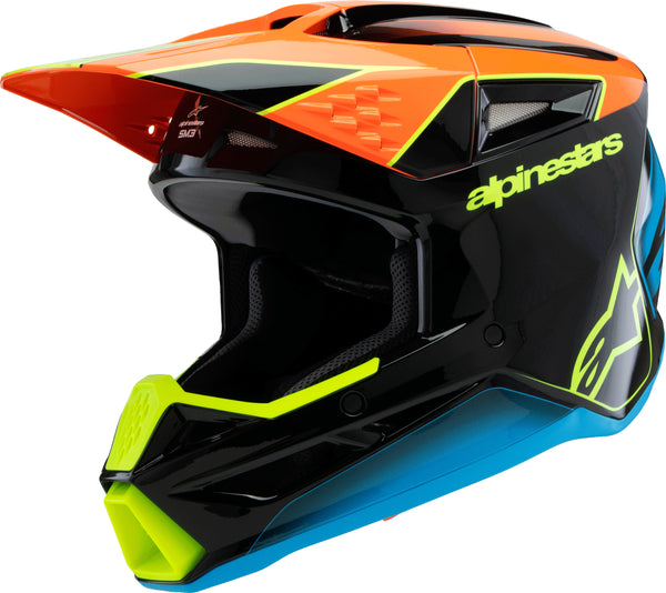 Alpinestars SM3 Youth Fray Helmet Black/Orange/Yellow Fluorescent 8301625-1455-YM