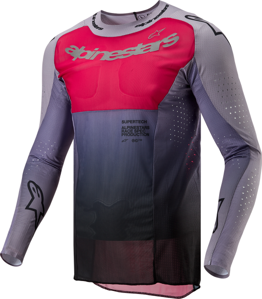 Alpinestars Supertech Dade Jersey Iron/Red Berry Large - Performance Motocross Apparel