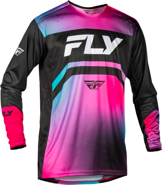 FLY RACING Youth Rayce Bicycle Jersey - Fuschia/Black/Teal (Part Number: 378-051YM)