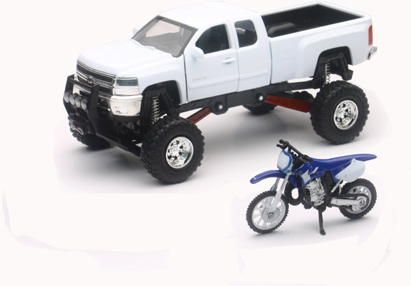 NEW-RAY SS-54416 1:43 Scale Chevy Truck and Yamaha Bike Model Set